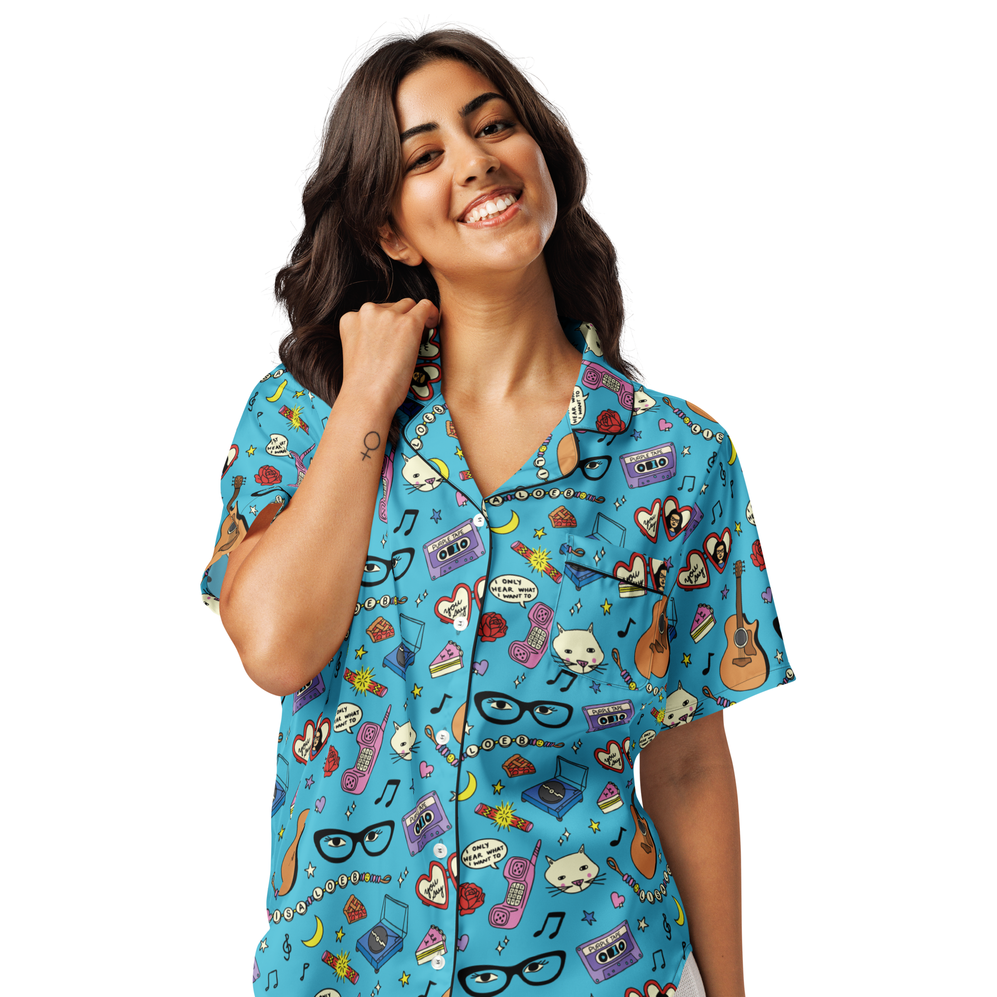 Lisa Loeb Doodle Print Short Sleeve Pajama Top