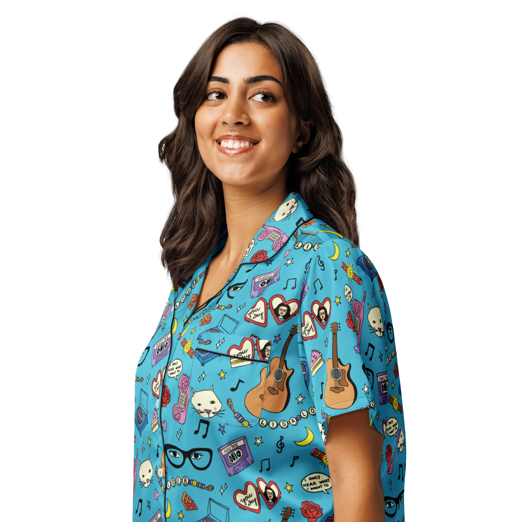 Lisa Loeb Doodle Print Short Sleeve Pajama Top