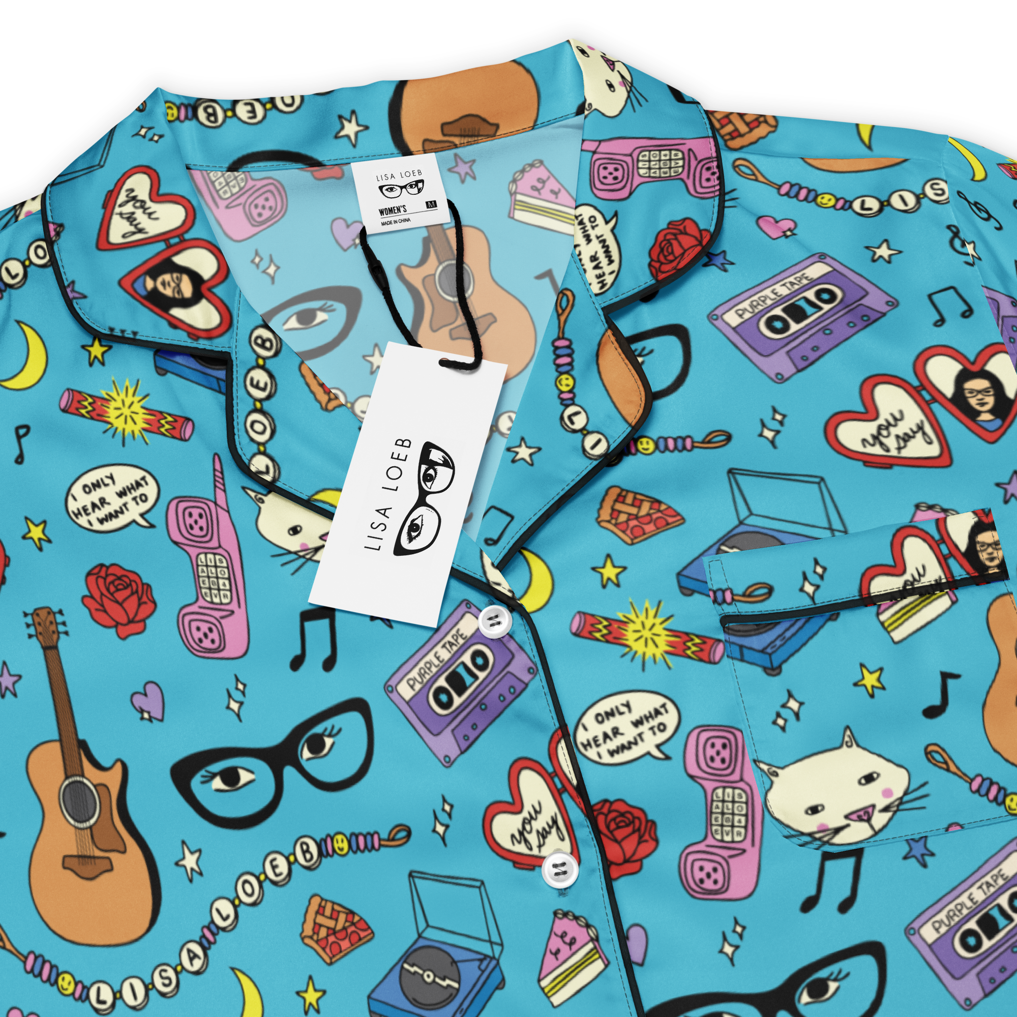 Lisa Loeb Doodle Print Short Sleeve Pajama Top