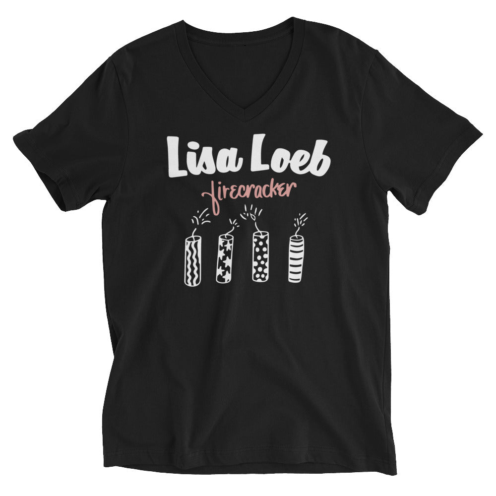 Firecracker Unisex Short Sleeve V-Neck T-Shirt (Dark)