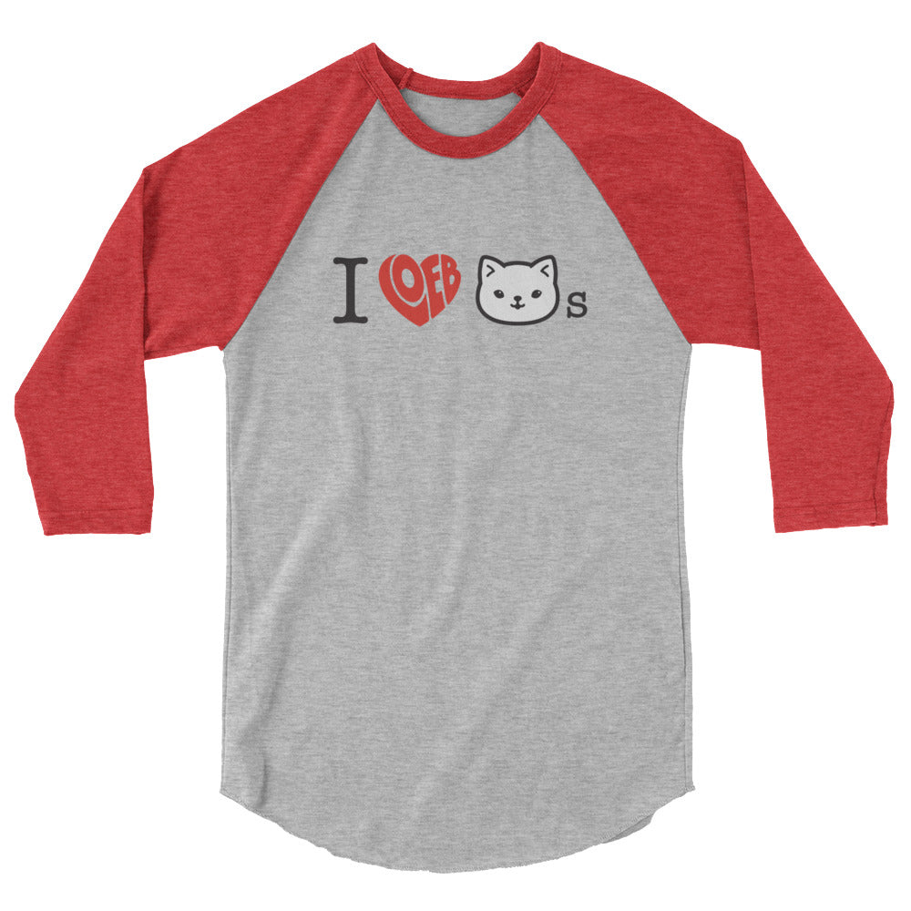 I Loeb Cats Unisex 3/4 Sleeve Raglan T-Shirt (Graphic)