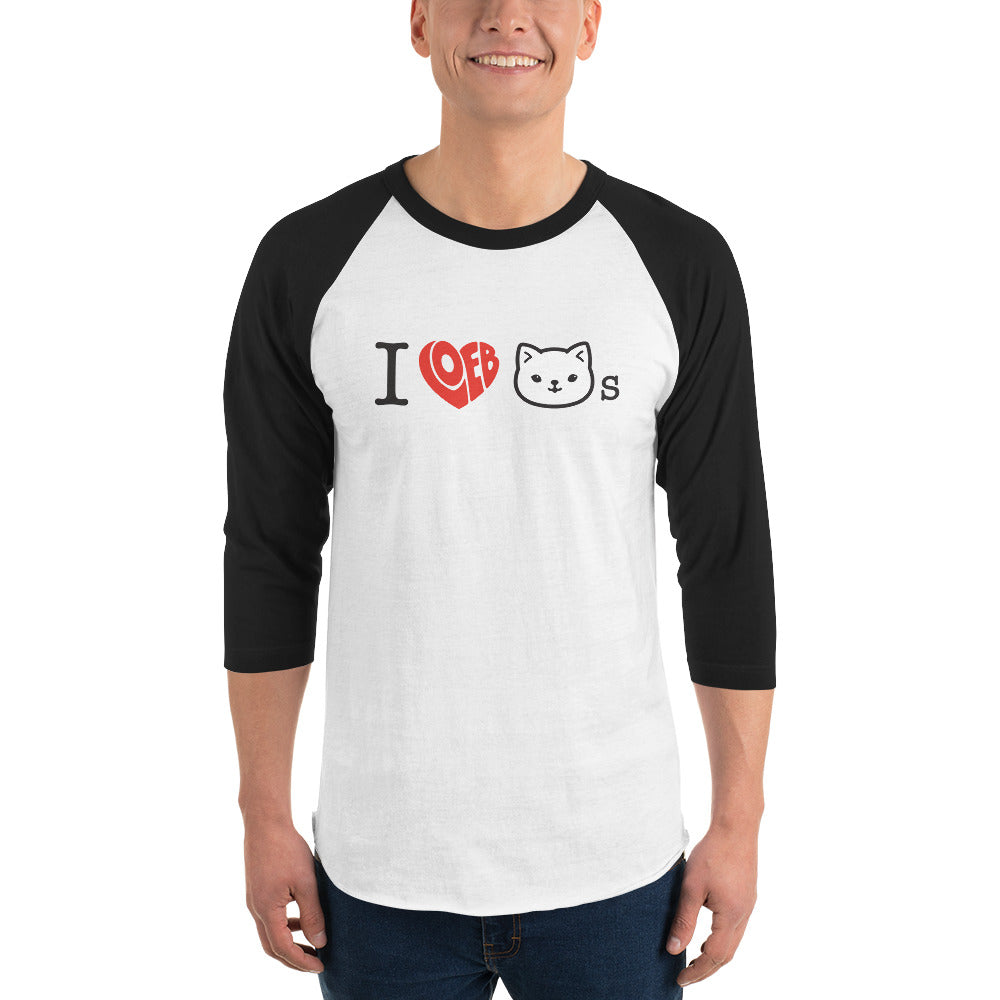 I Loeb Cats Unisex 3/4 Sleeve Raglan T-Shirt (Graphic)