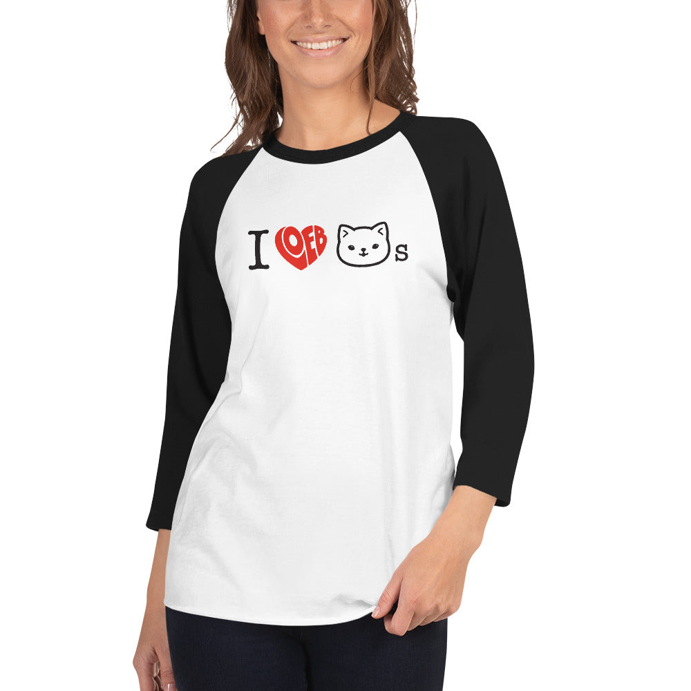 I Loeb Cats Unisex 3/4 Sleeve Raglan T-Shirt (Graphic)