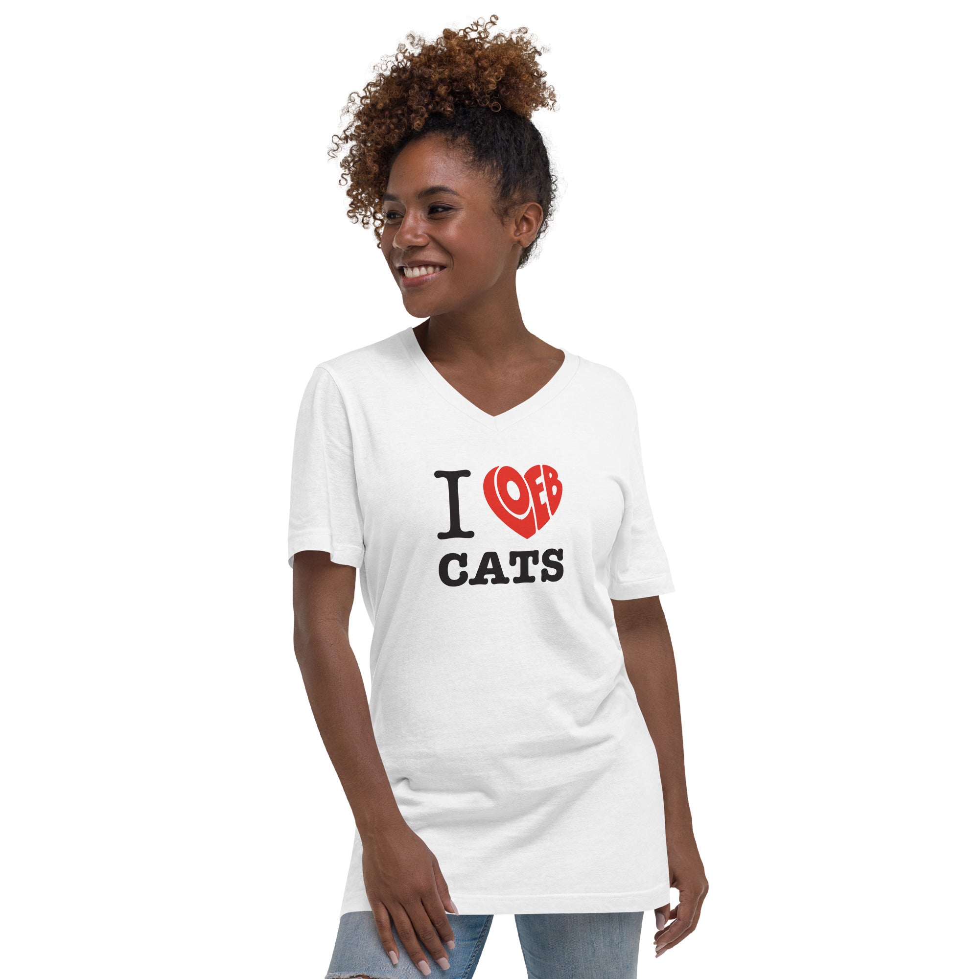 I Loeb Cats Unisex Short Sleeve V-Neck T-Shirt