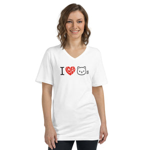 I Loeb Cats Unisex Short Sleeve V-Neck T-Shirt (Graphic)